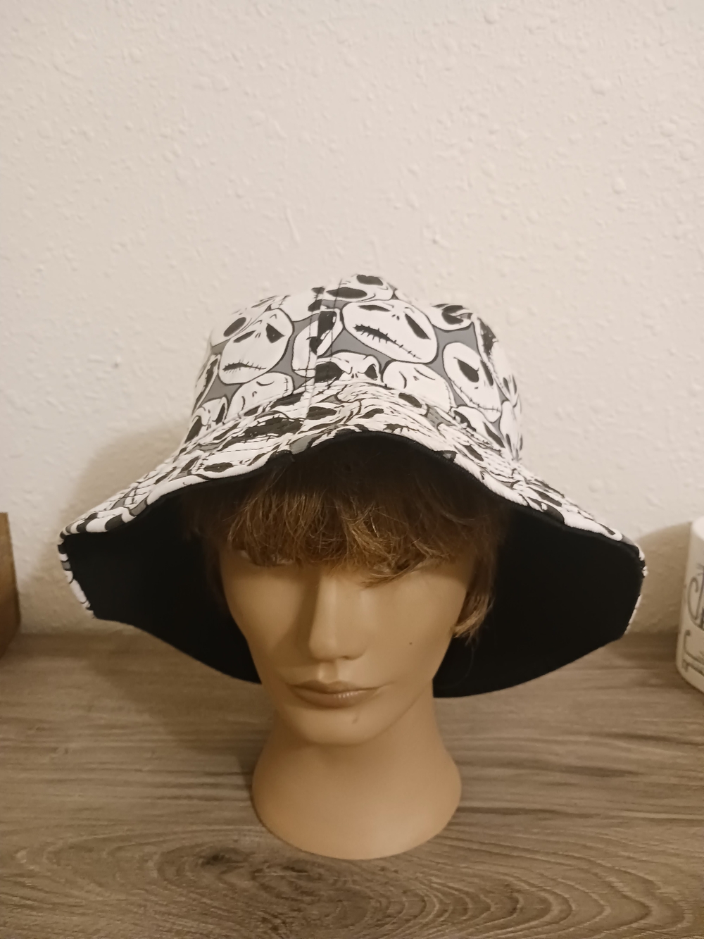 Black & White Skull-Print Bucket Hat for Men Disney- Nightmare Before Christmas